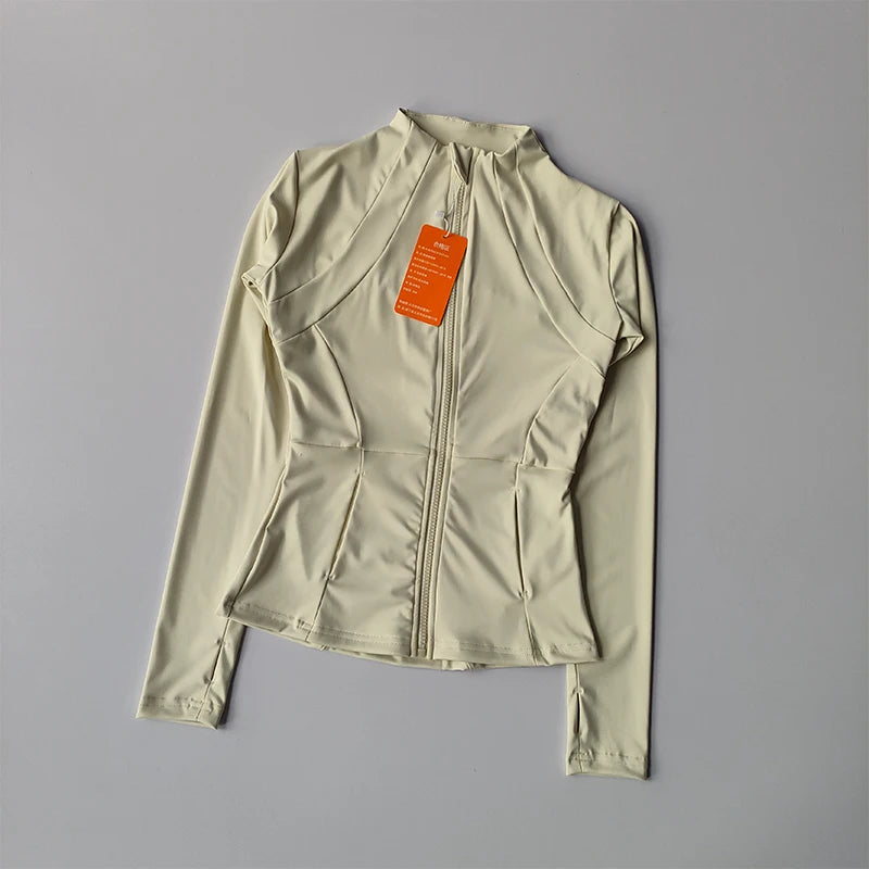 Women’s Slim Fit Zip-Up Sports Jacket – Yoga, Running, Gym Activewear