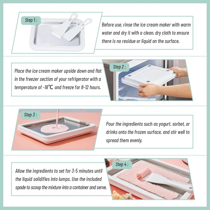 DIY Ice Cream Roll Maker Tray – Home Frozen Dessert Set