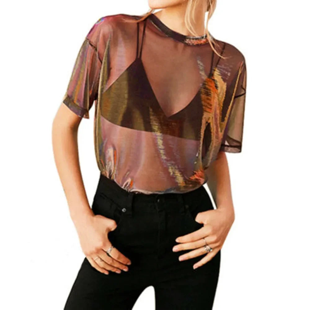 Sheer Mesh Oversized T-Shirt