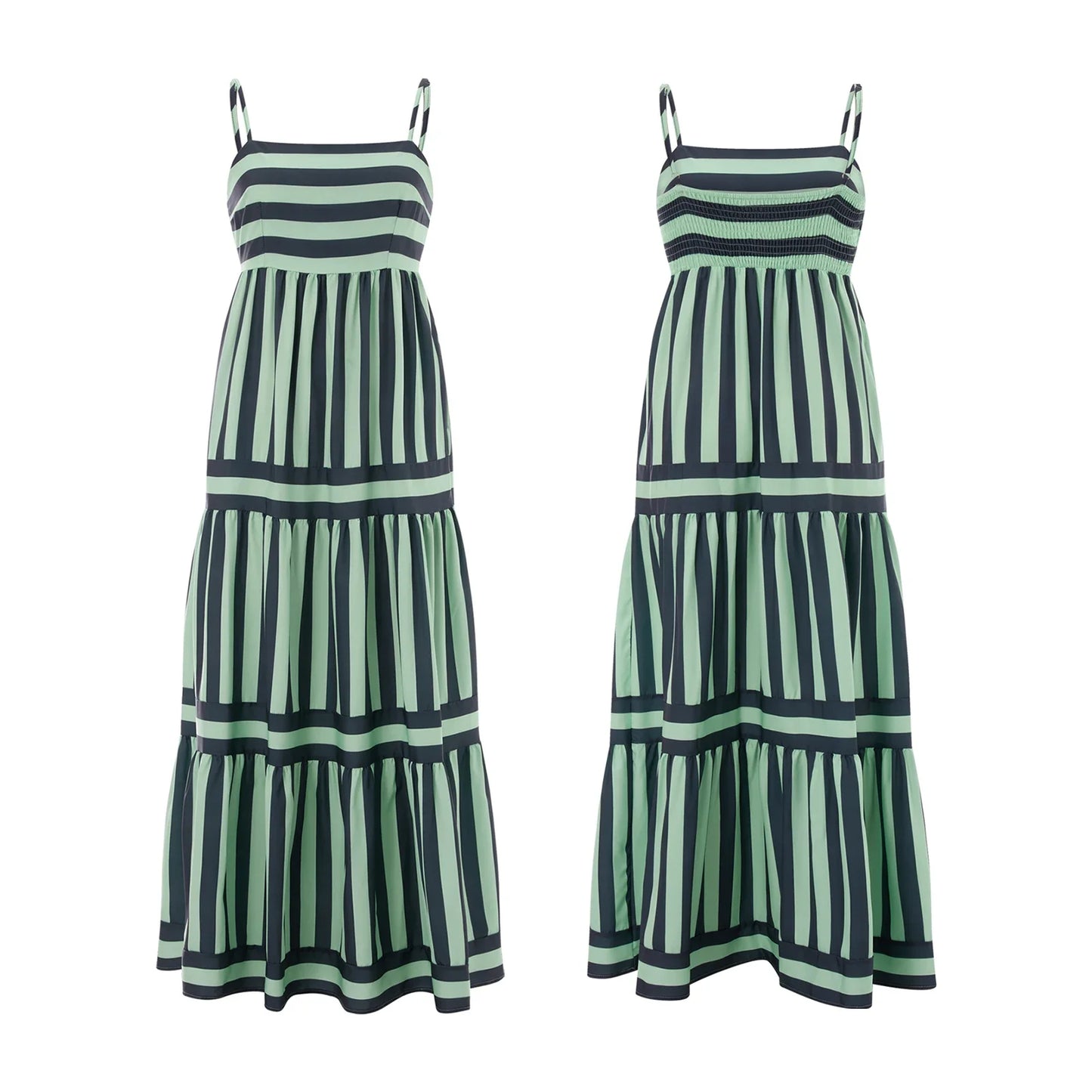 Boho Striped Tiered Maxi Dress