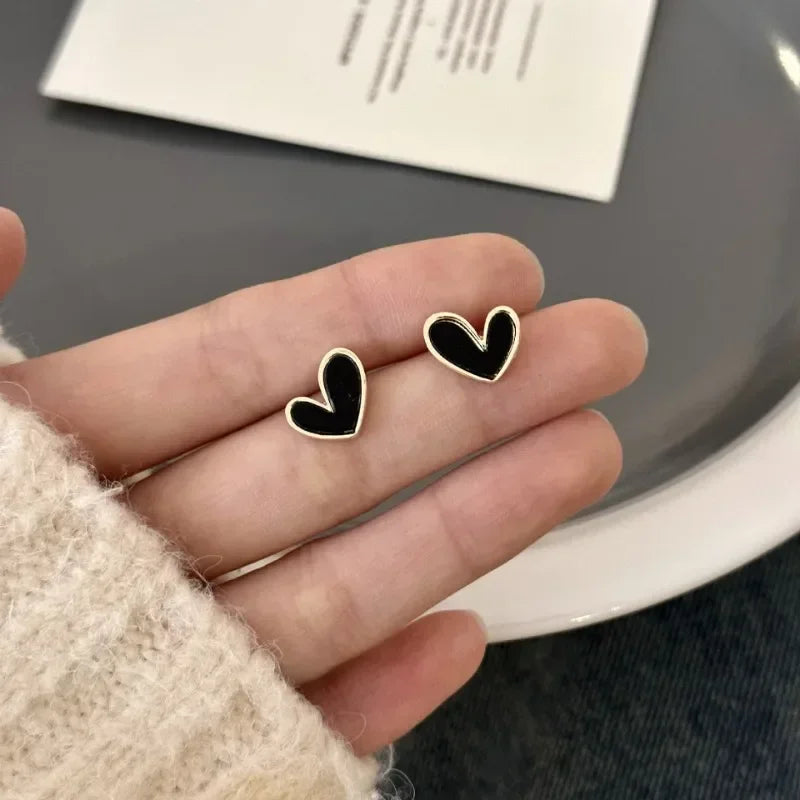 Minimalist Heart Stud Earrings – Multi Colors