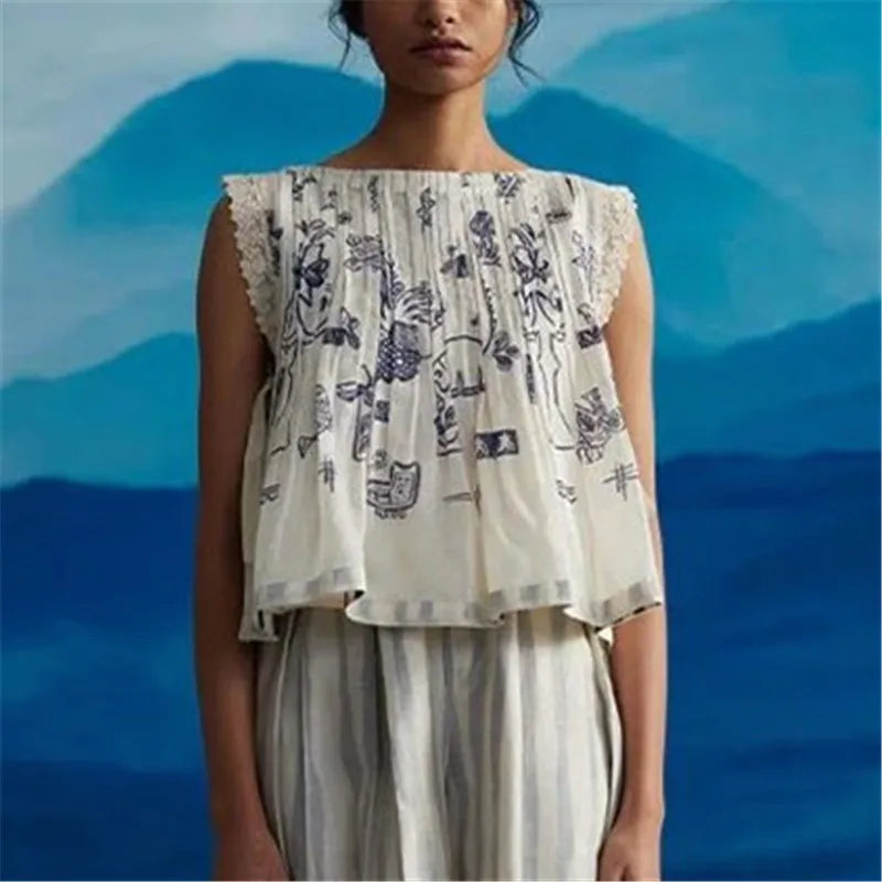 Tie Crop Top – Sleeveless Vintage Streetwear