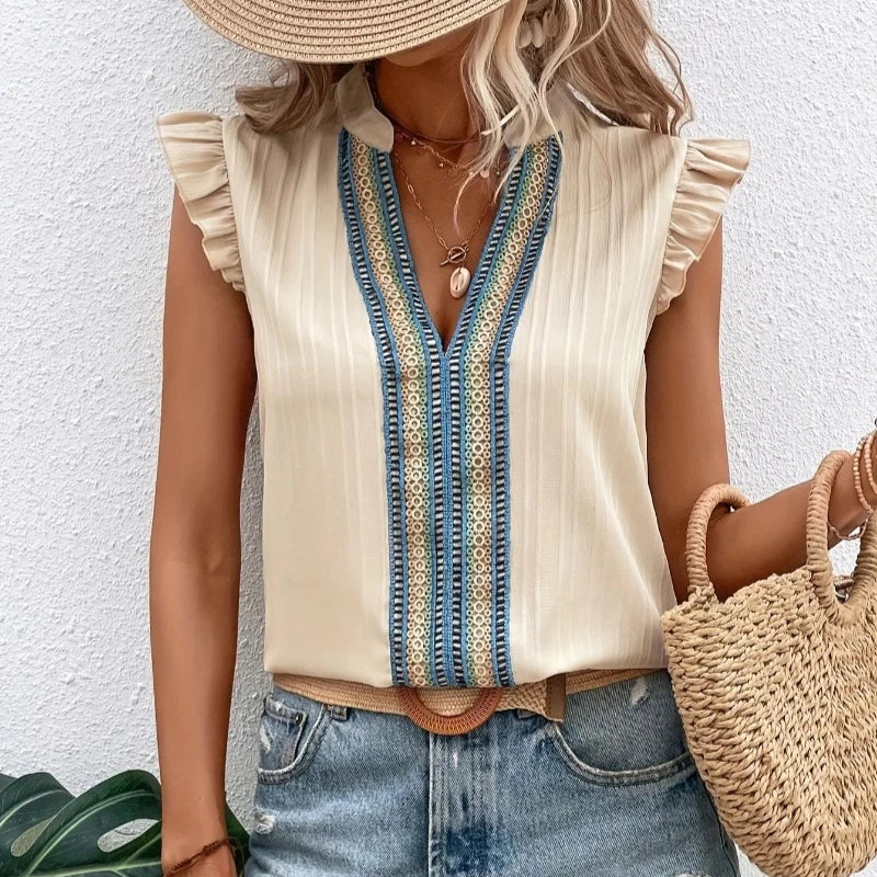 Minimalist Lace Patchwork Summer Top