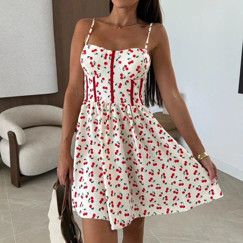 Fruit Print Summer Mini Dress – Playful & Feminine Look