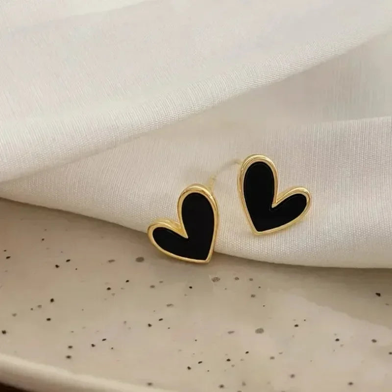 Minimalist Heart Stud Earrings – Multi Colors