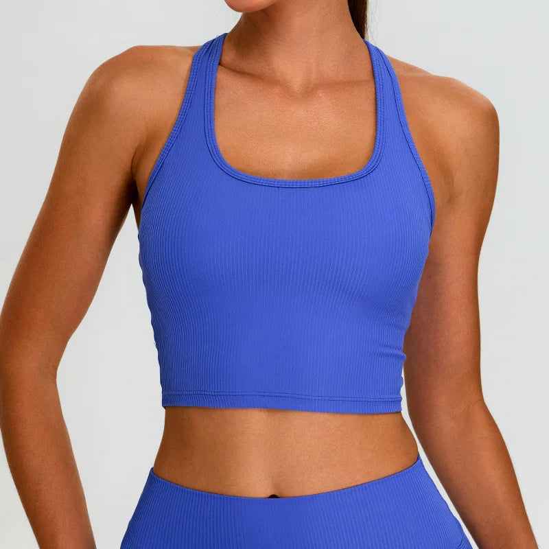 Women’s Ribbed Sports Bra Top – High Support Yoga & Gym Wear (Multi Colors)