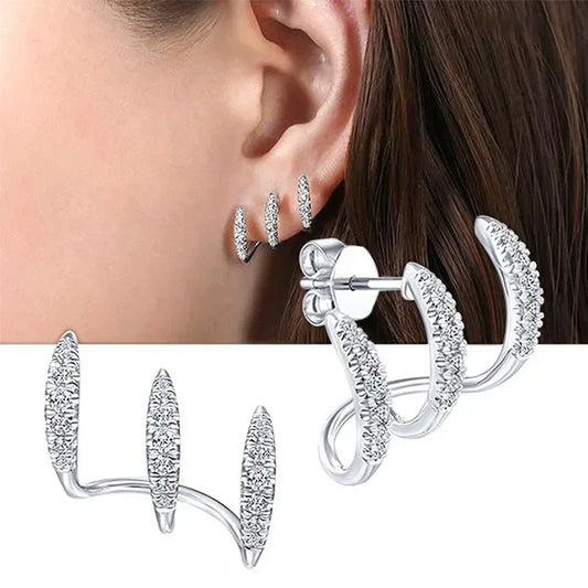 Crystal Claw Stud Earrings – Gold & Silver
