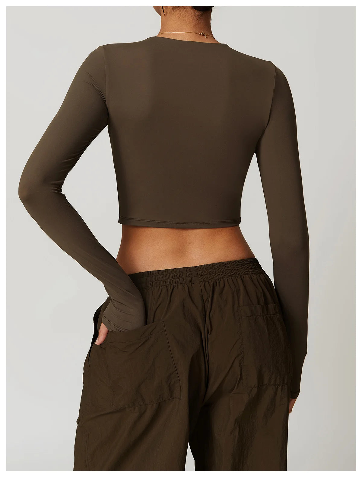 Women’s Long Sleeve Crop Top – Quick Dry Yoga & Gym Sportswear