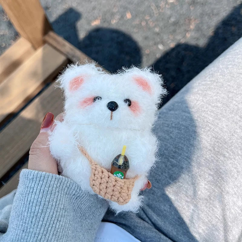 Knitted Teddy Bear AirPods Case – Cozy Handmade Touch