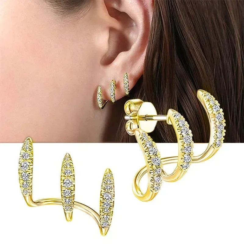 Crystal Claw Stud Earrings – Gold & Silver
