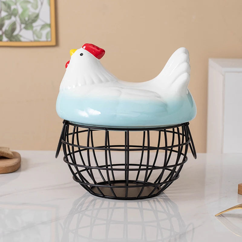 Ceramic Chicken Egg Basket