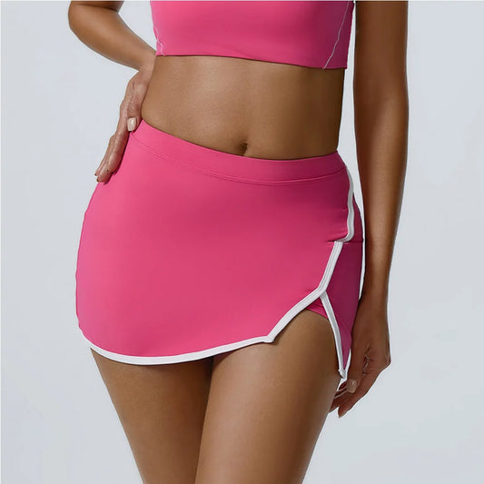 High-Waist Sports Tennis Skirt with Inner Shorts – Multi Colors
