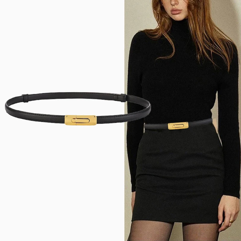 Elegant Thin Leather Adjustable Belt