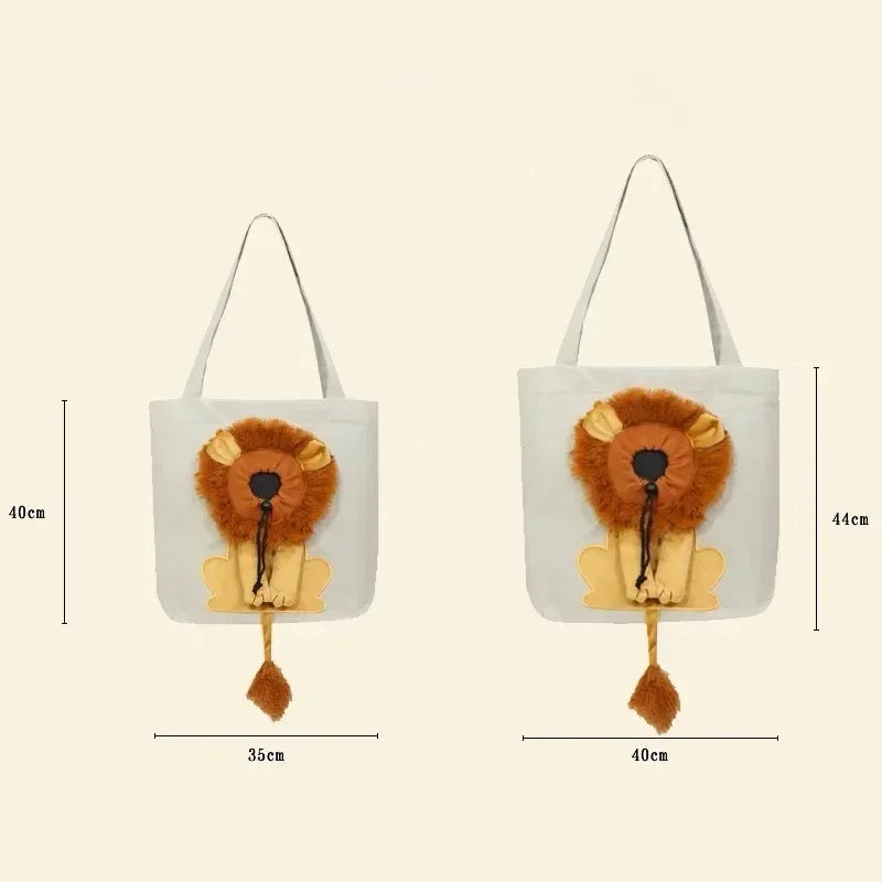 Lion-Shaped Cat Shoulder Bag – Pet Carrier for Small Cats & Dogs