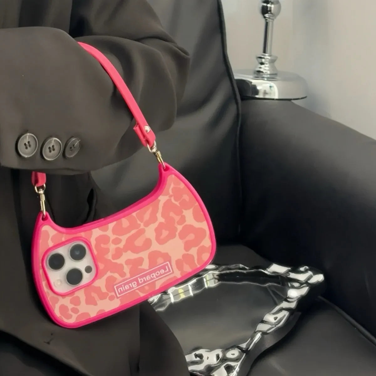 Chic Pink Leopard Handbag Case