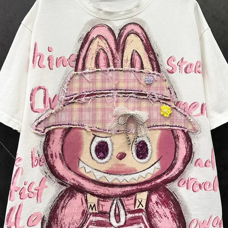 Embroidered Cartoon T-Shirt