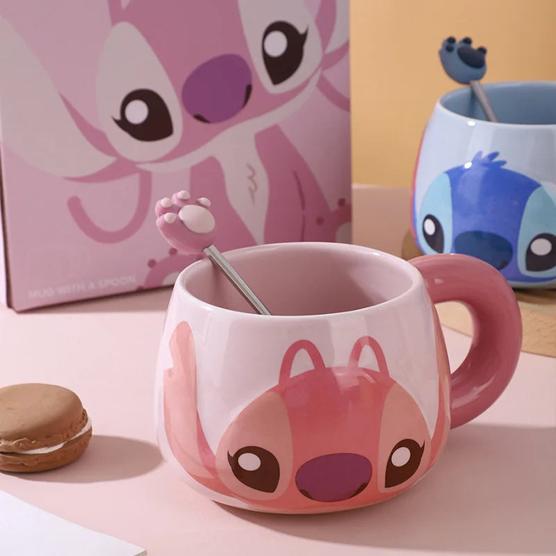 Disney Stitch Ceramic Mug with Spoon & Gift Box – Lilo & Stitch Coffee Cup