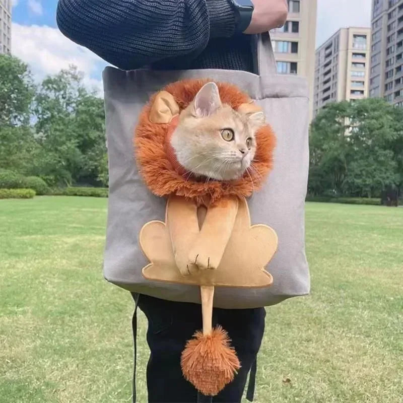 Lion-Shaped Cat Shoulder Bag – Pet Carrier for Small Cats & Dogs