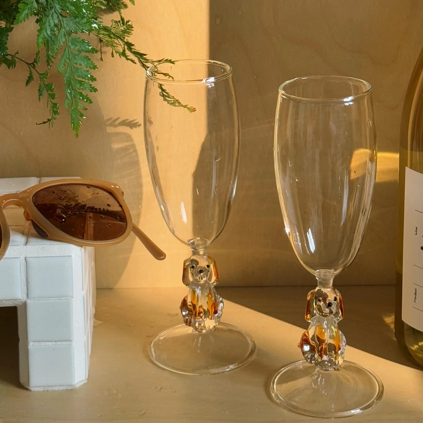 Champagne Glass with Decorative Dog Base