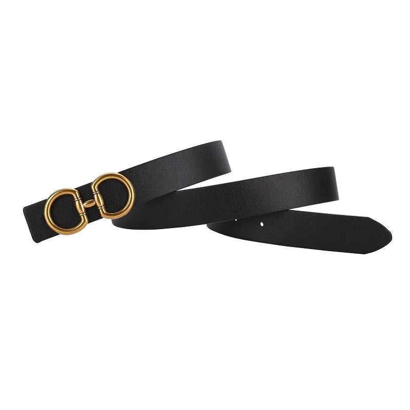 Double Buckle Leather Fashion Belt for Women