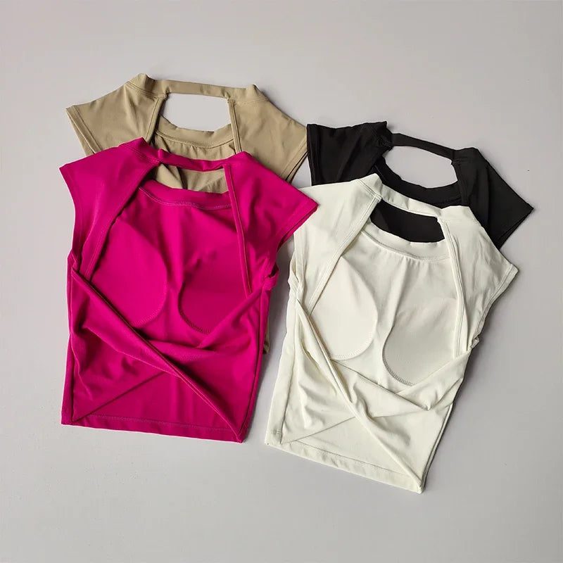 Women's Push-Up Sports Bra Top – Open Back Fitness Vest