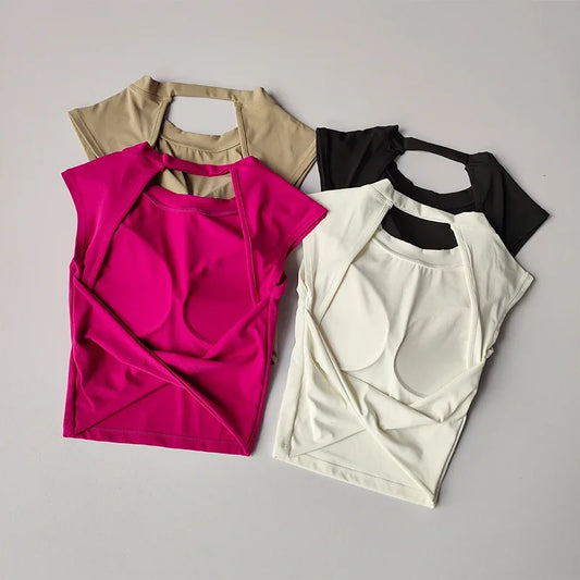Women's Push-Up Sports Bra Top – Open Back Fitness Vest