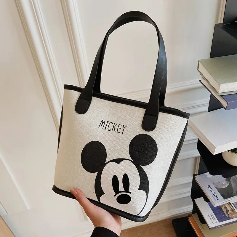 Disney Mickey Mouse Handbag – Stylish Black Gold Cartoon Shoulder Tote Bag