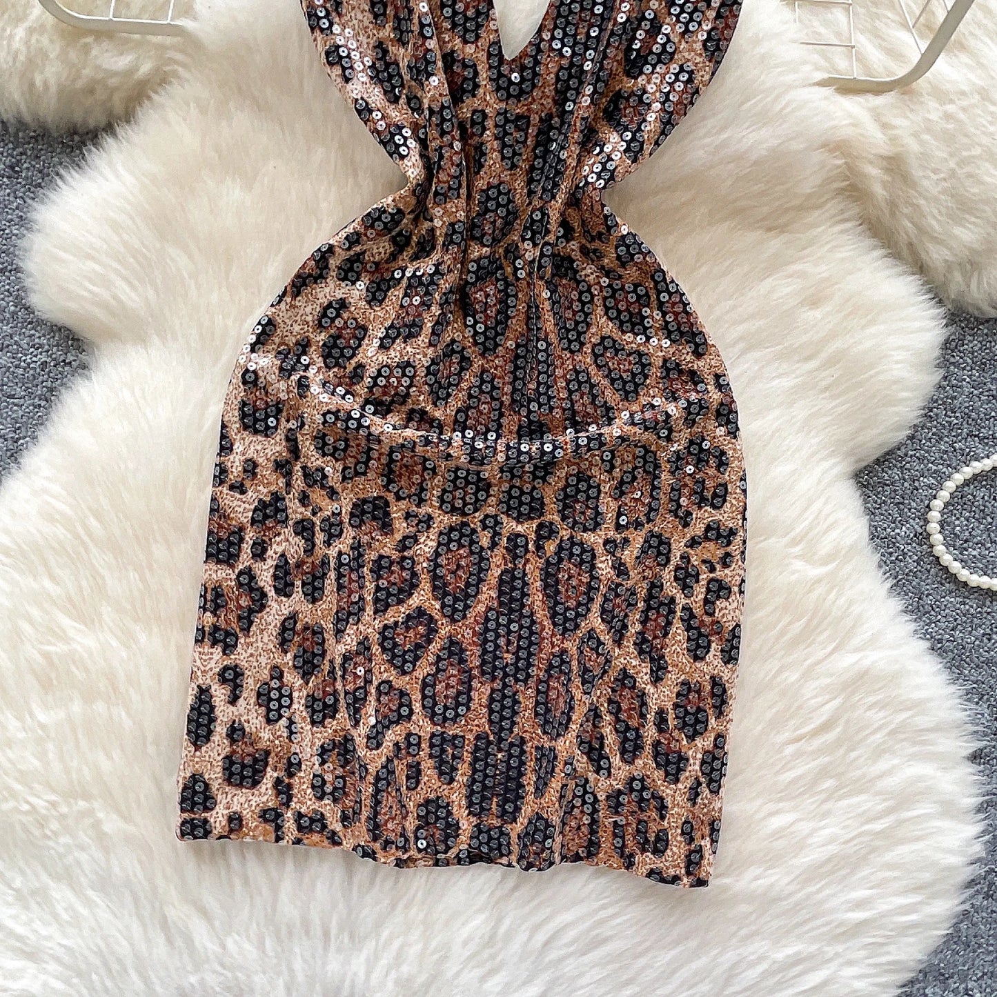 Leopard Print Halter Bodycon Dress