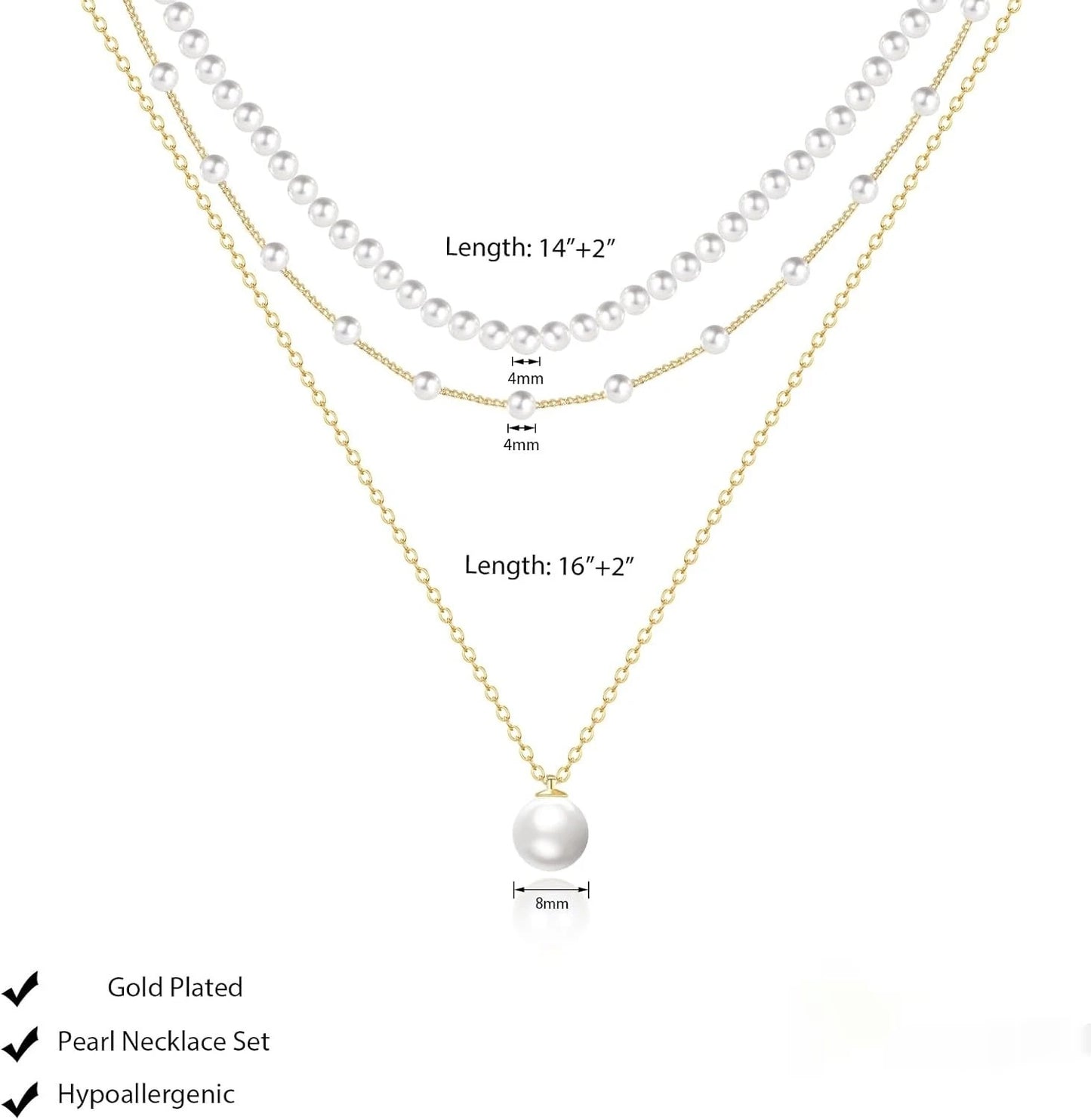 Layered Pearl Choker Necklace – Gold