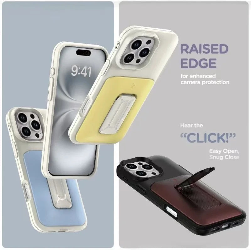 New Korean Sliding Card Holder Kickstand Protective Phone Case for iPhone 11 to iPhone 16 Pro Max – Stylish Multi-Functional Cover