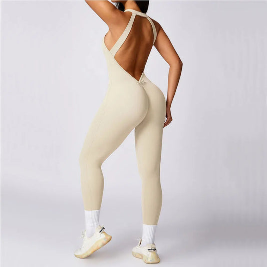 Women’s Scrunch Butt Gym Jumpsuit – High Stretch Yoga Romper for Training & Workout