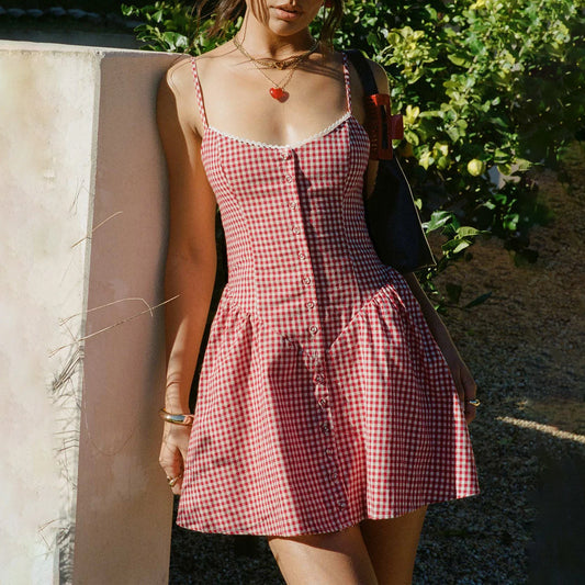 Mini Dress – Spaghetti Strap Sleeveless Backless Holiday Dress