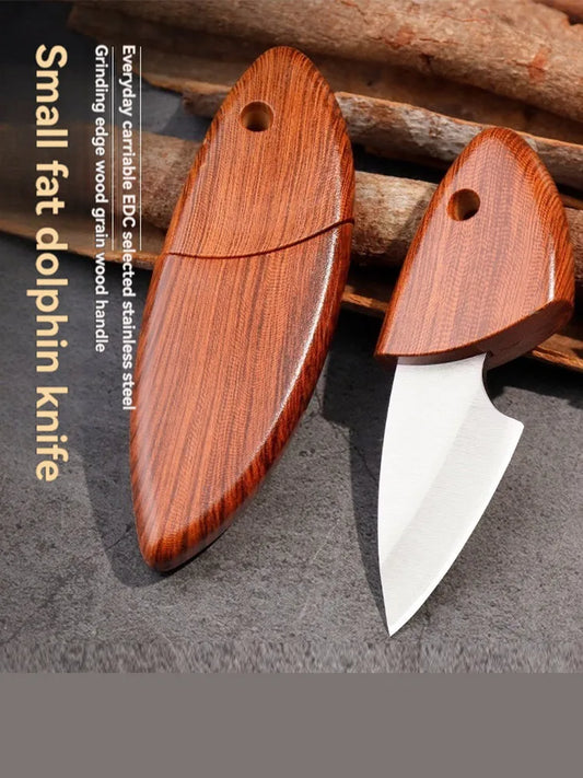 Mini Kitchen Knife with Wooden Dolphin Design