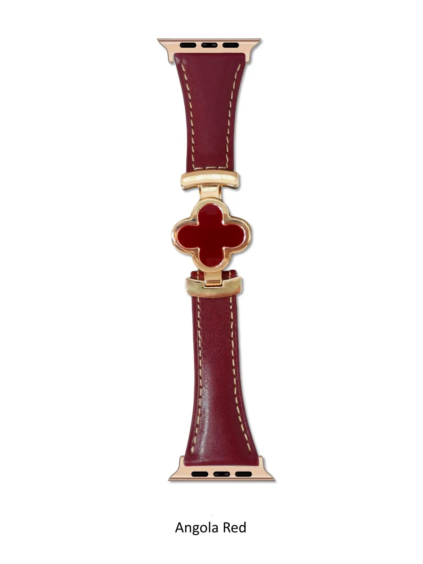 Premium Leather Apple Watch Strap with Magnetic Clover Design