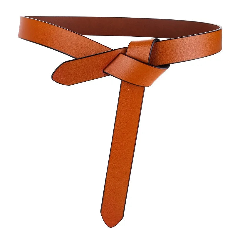 Soft Leather Tie Belt with Vintage Knot Design