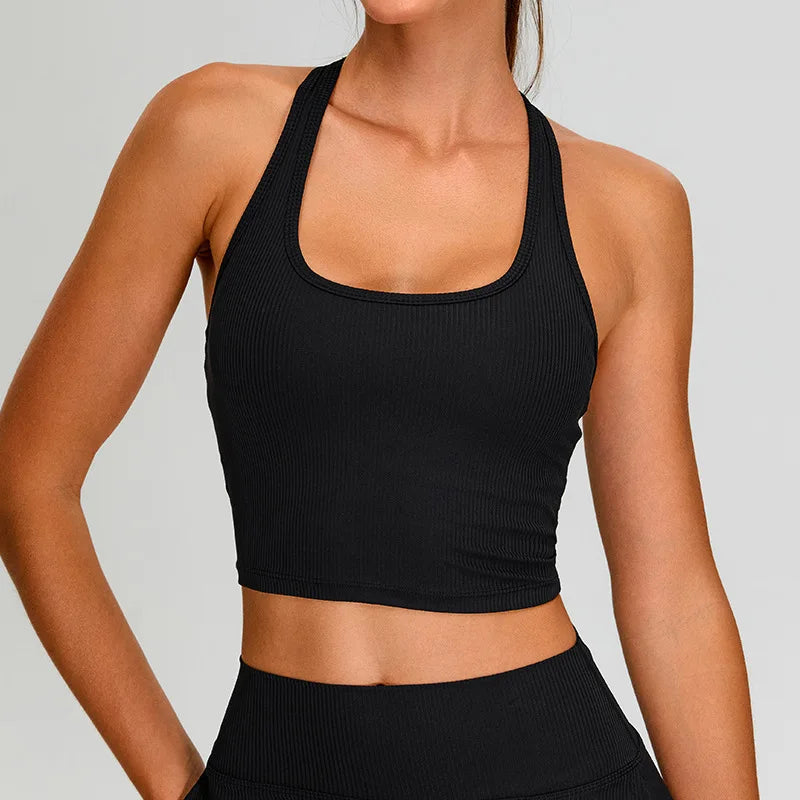 Women’s Ribbed Sports Bra Top – High Support Yoga & Gym Wear (Multi Colors)