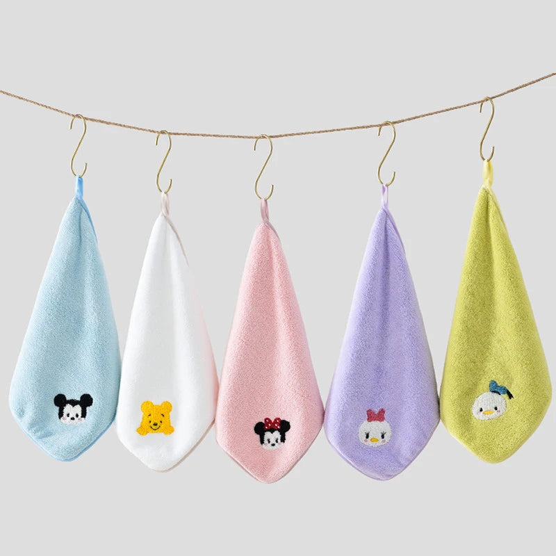 Disney 5-Pcs Face Towel Set – Soft Cotton Coral Velvet with Mickey & Minnie Design
