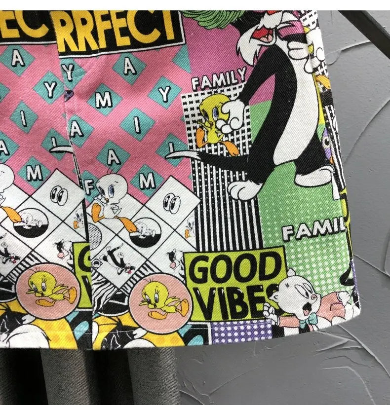 Y2K Cartoon Print Mini Skirt