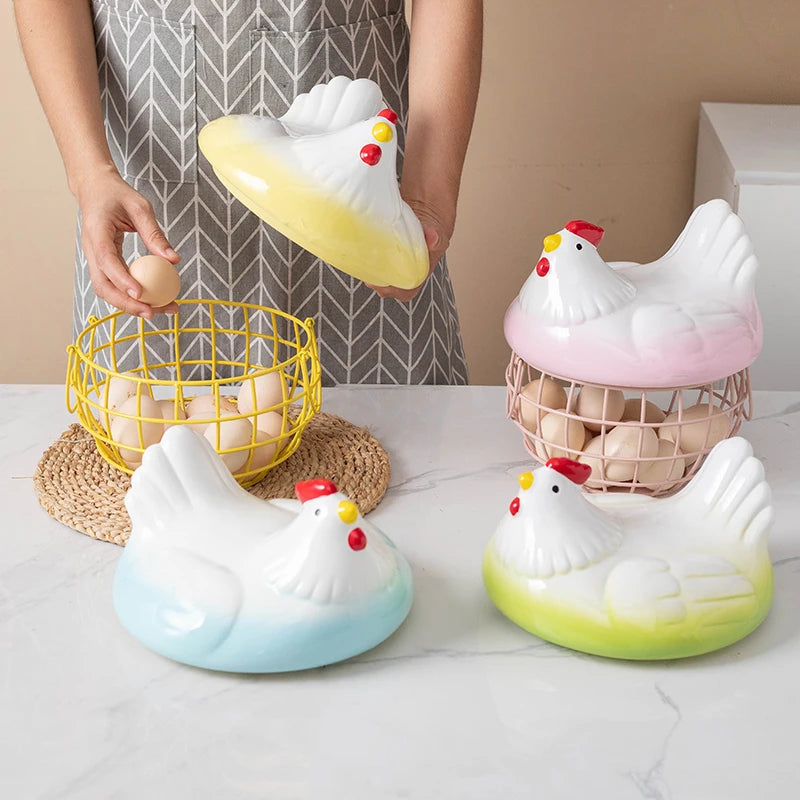 Ceramic Chicken Egg Basket