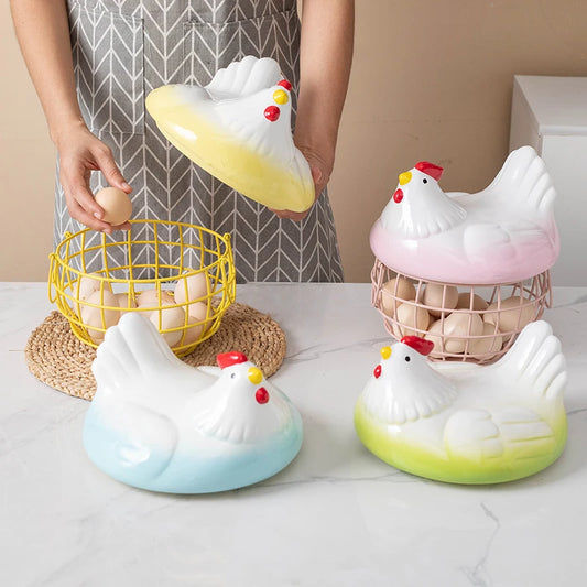 Ceramic Chicken Egg Basket