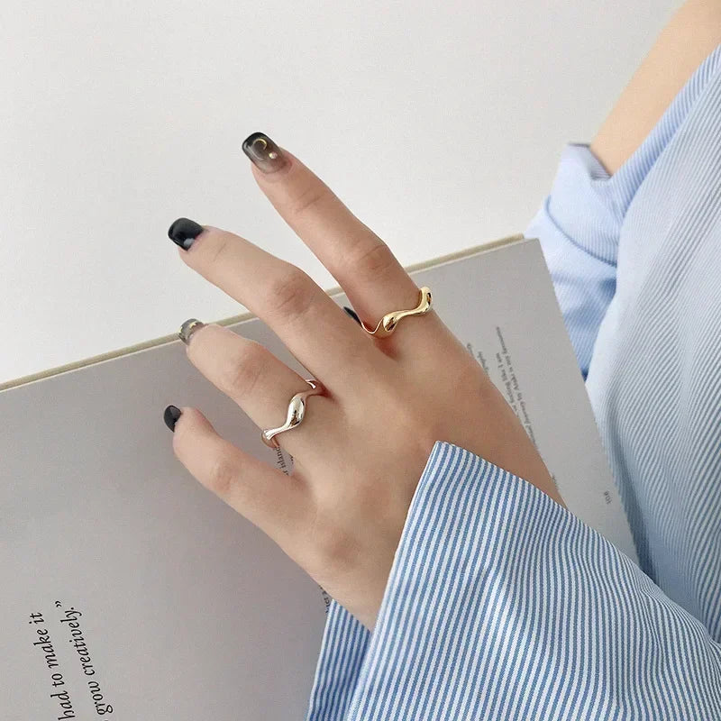 Adjustable Minimalist Wave Rings – Multiple Designs