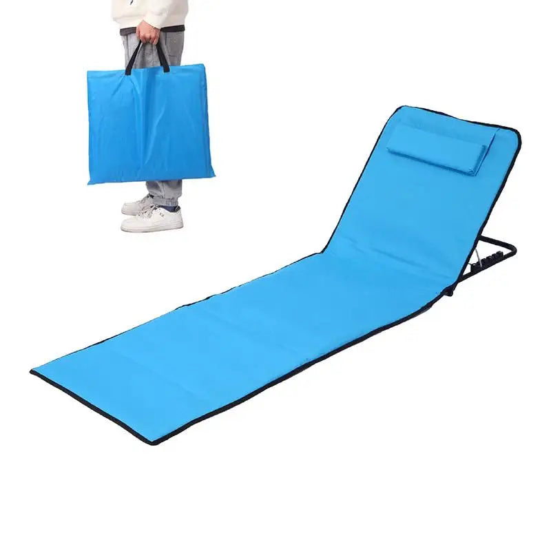 5-Position Folding Beach Lounge Chair with Headrest – Portable Recliner for Beach, Pool & Garden