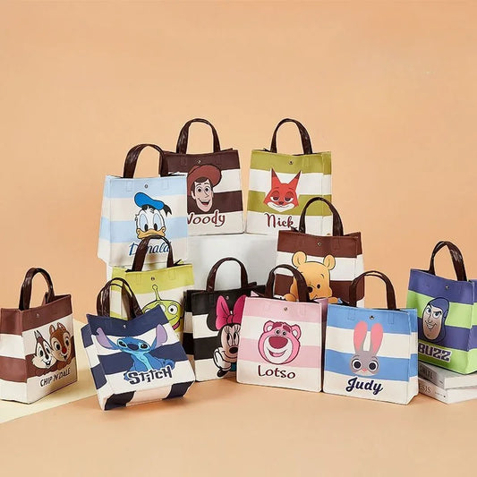 Disney Cartoon Tote Bag – Large Capacity Kawaii Stitch & Winnie the Pooh Canvas Bag