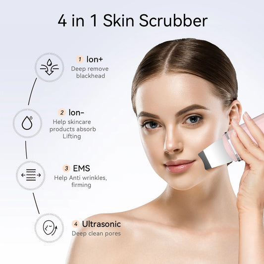 ANLAN Ultrasonic Skin Scrubber – Deep Facial Cleansing & EMS Lifting Tool