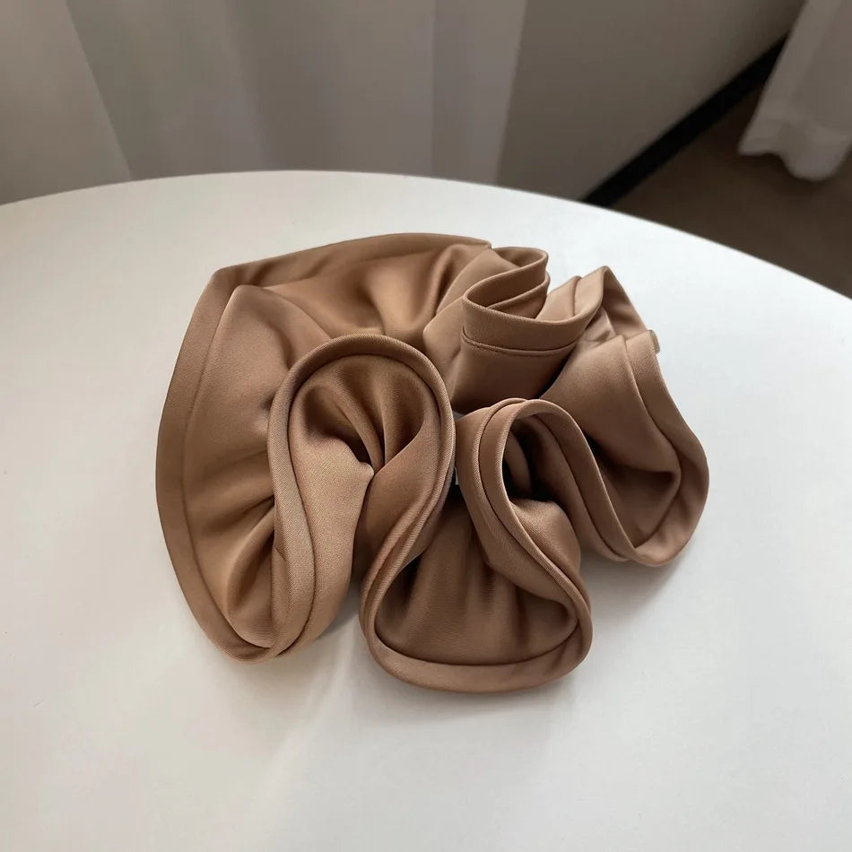 Korean Style Double Satin Silk Scrunchie – High-End Hair Accessory for Women