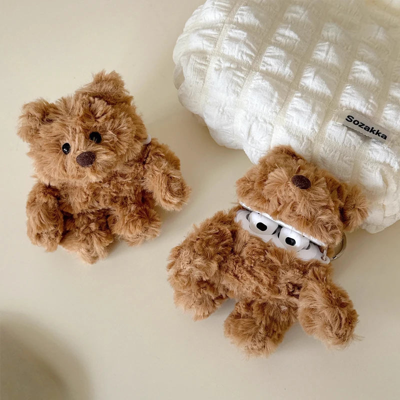Plush Brown Bear AirPods Case – Cozy & Soft Teddy Style