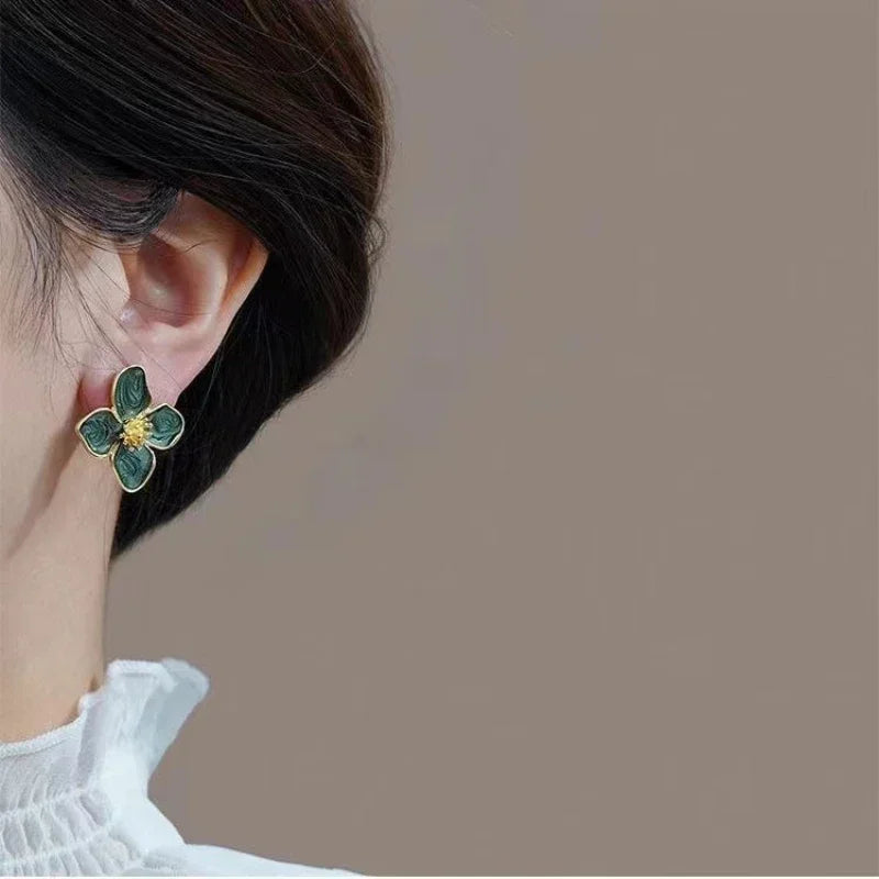 Elegant Camellia Flower Stud Earrings