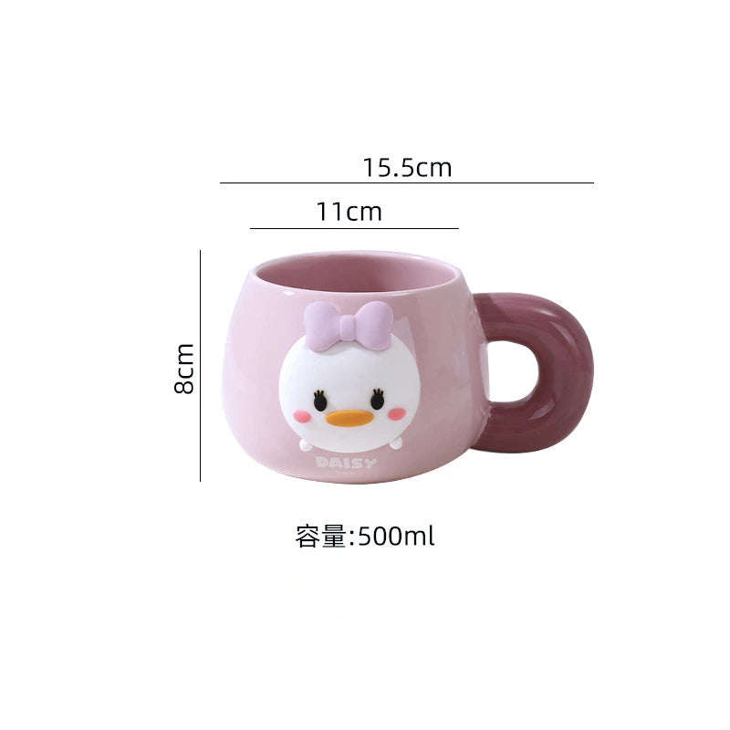Disney Ceramic Mug with Lid & Spoon – Cute Mickey, Minnie & Lotso Design