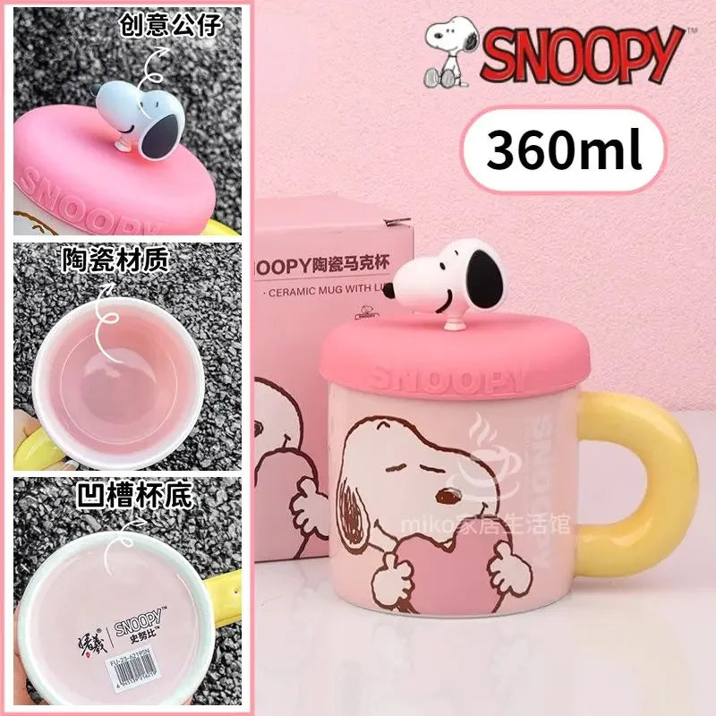 Snoopy Ceramic Milk Cup with Lid