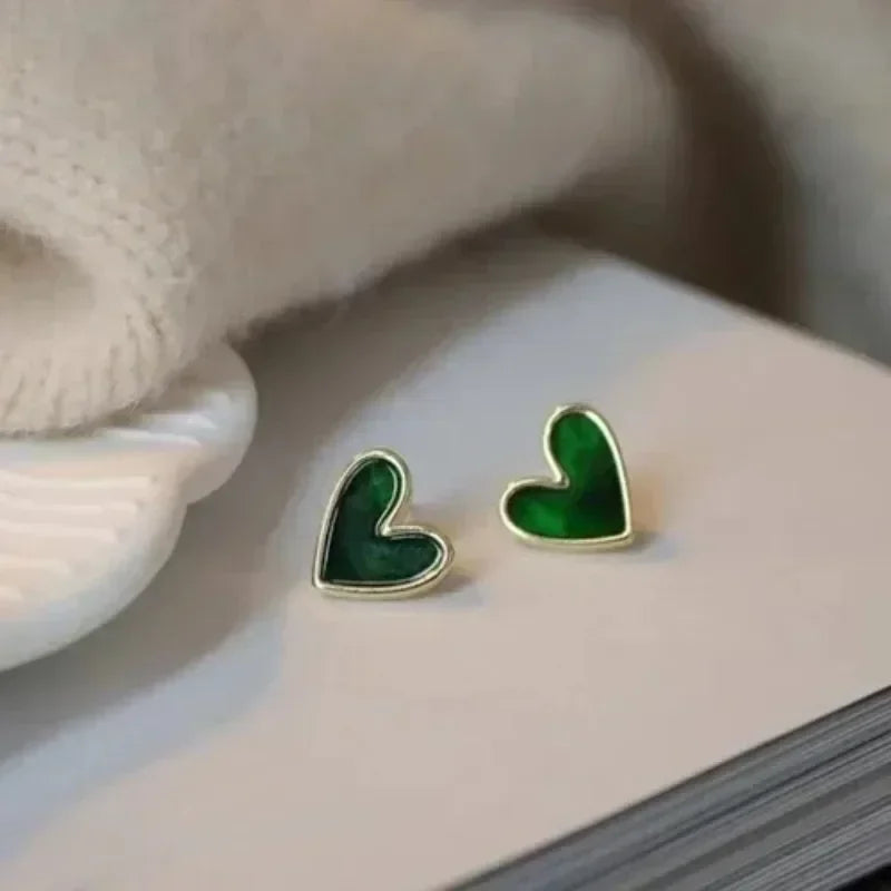Minimalist Heart Stud Earrings – Multi Colors
